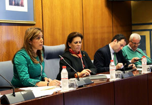 La consejera de Presidencia e Igualdad, Susana Díaz, presentó los presupuestos de su departamento en el Parlamento.
