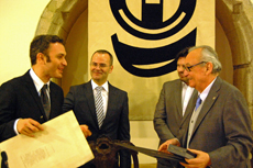 Manoel Carrete, Jesús Vázquez Abad, Antonio Rodríguez Miranda y Justo Beramendi.