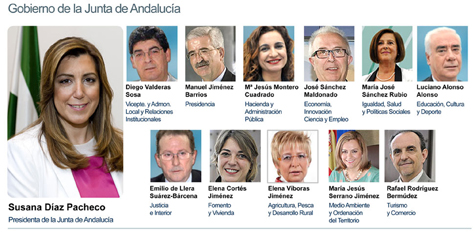 Fotografías del nuevo Gobierno andaluz presidido por Susana Díaz Pacheco, facilitadas por la Junta de Andalucía.