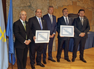 Manuel Fernández Quevedo, Agustín Iglesias Caunedo, Alfonso Rueda, Miguel Carballeda y Antonio Rodríguez Miranda.