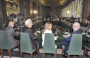 Díaz y Sánchez Maldonado en su reunión con los empresarios andaluces.
