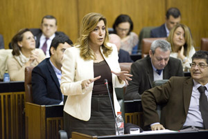 La presidenta de la Junta de Andalucía, Susana Díaz, en una sesión del Parlamento autonómico.