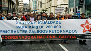 Manifestación de emigrantes retornados celebrada en A Coruña el pasado mes de marzo.