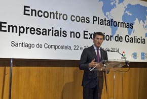 Alberto Núñez Feijóo en su intervención en el encuentro de las oficinas de la red Pexga.
