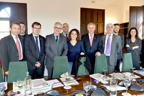 El consejero de la Presidencia, Manuel Jiménez Barrios (4º por la izquierda), participó en la reunión de las comisiones de trabajo previas a la celebración del VIII Consejo de Comunidades Andaluzas.