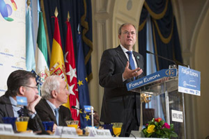 El presidente de Extremadura, José Antonio Monago, en la conferencia-desayuno de Nueva Economía Fórum en Madrid.