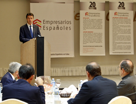 José Manuel Soria asistió a un desayuno con la Asociación de Empresarios Españoles en Cuba.