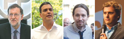 Mariano Rajoy (PP), Pedro Sánchez (PSOE), Pablo Iglesias (Unidos Podemos) y Albert Rivera (Ciudadanos) debatirán en televisión.