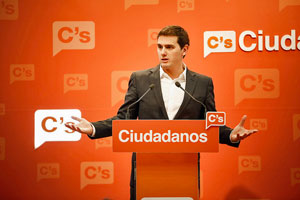 El presidente de Ciudadanos, Albert Rivera, en la rueda de prensa ofrecida el pasado 9 de enero.