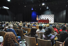 Un momento del encuentro de Alejandro López Dobarro con los jóvenes en Buenos Aires.