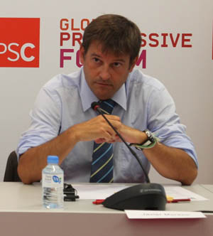 Javier Moreno, en el seminario del GPF y el PSC en Barcelona.
