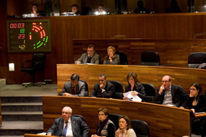 Areces durante la sesión parlamentaria en la que se aprobaron los Presupuestos.