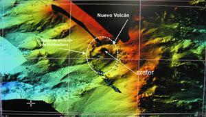 Modelo digital del terreno de una vista general del Rift Sur de El Hierro.