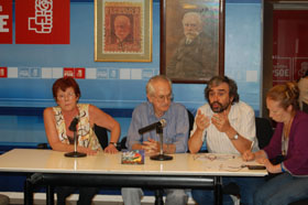 Ruisá́nchez, Mues y López durante la Asamblea Extraordinaria del PSOE en Buenos Aires.
