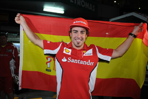 Fernando Alonso tras ganar el Gran Premio de Malasia y situarse primero en el Mundial.