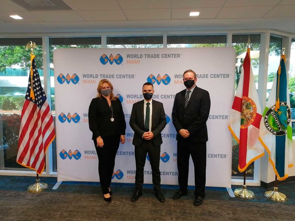 El director del Igape se reunió con Alice Ancona, vicepresidenta, e Ivan Barrios, presidente y CEO del World Trade Center de Miami.