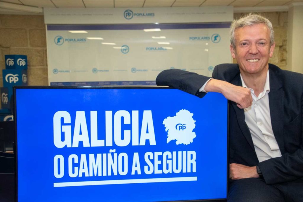 Alfonso Rueda, en la presentación del lema de su candidatura a la presidencia del PP de Galicia.