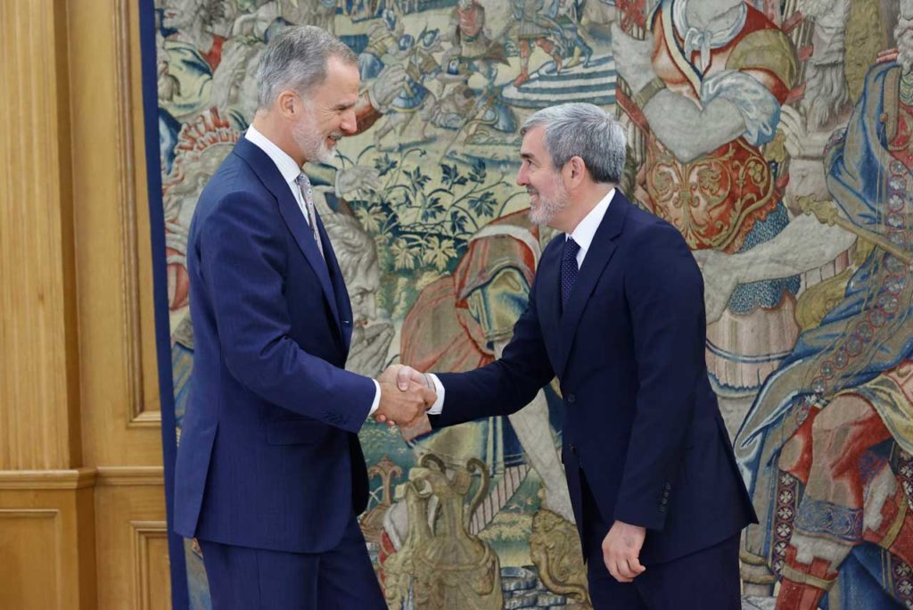 El Rey Felipe VI recibió al presidente de Canarias, Fernando Clavijo, en La Zarzuela. FOTO GOBIERNO DE CANARIAS