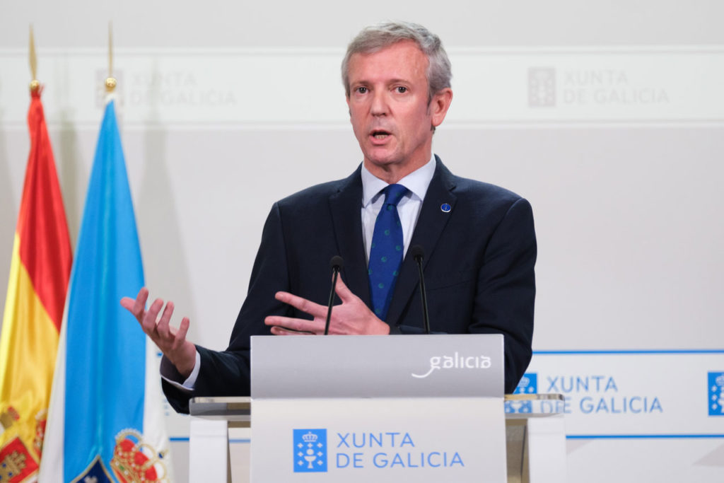 El presidente de la Xunta, Alfonso Rueda, durante la rueda de prensa posterior a la reunión de su Gobierno en la que anunció la fecha de las elecciones.