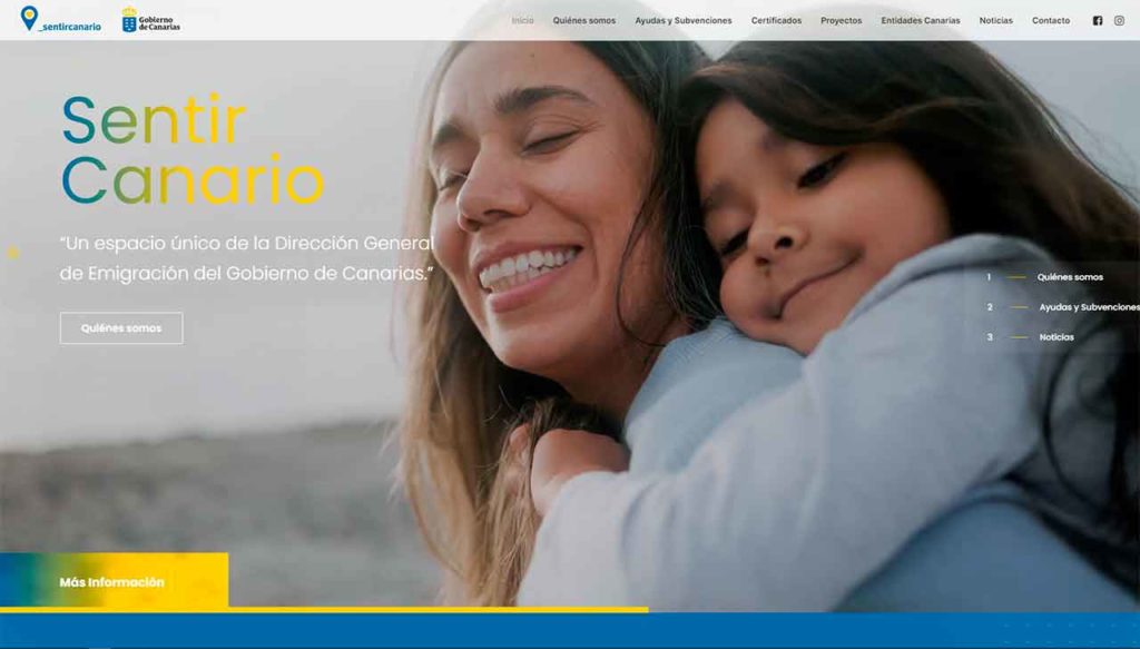 Página web www.sentircanario.org que ha puesto en marcha la Dirección General de Emigración del Gobierno del Canarias.