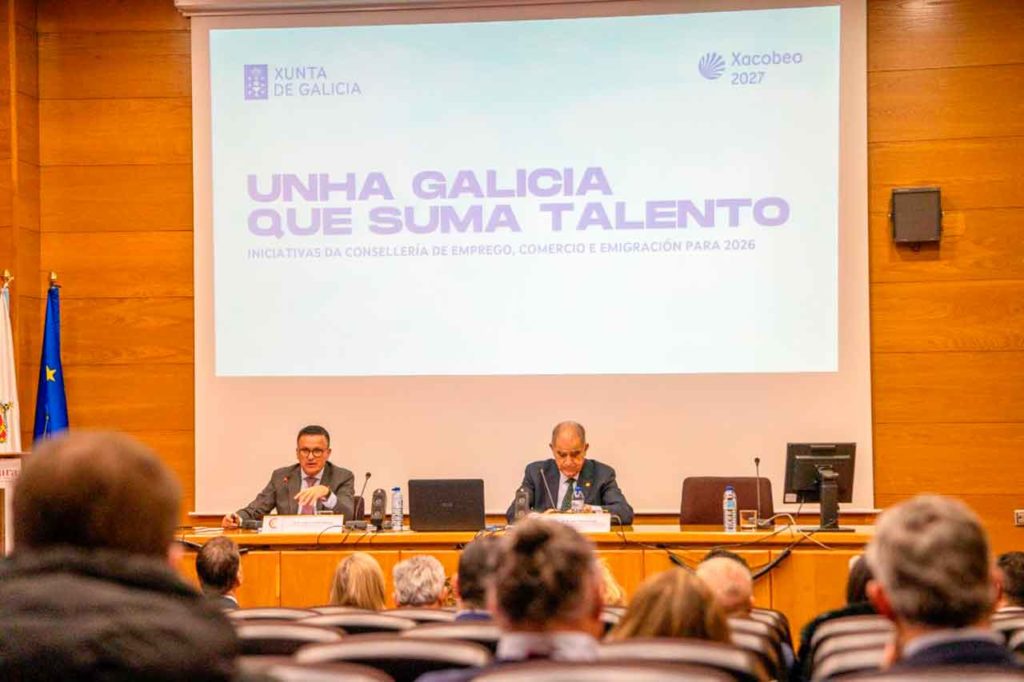 Intervención de José González en el encuentro con empresarios de la provincia de Pontevedra.