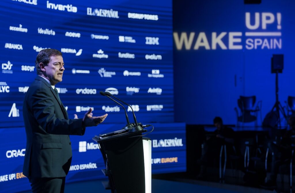 El presidente de la Junta de Castilla y León, Alfonso Fernández Mañueco, intervino en el foro económico Wake Up Spain/ Wake Up, Europe.