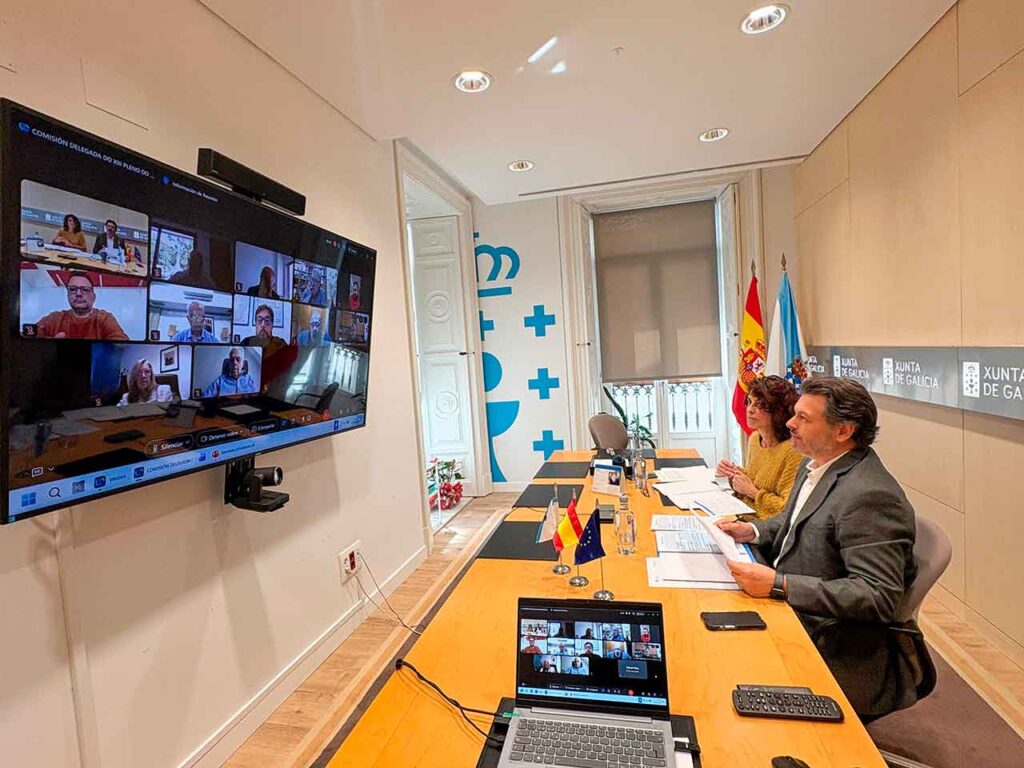 Antonio Rodríguez Miranda durante la reunión telemática de la Comisión Delegada del Consello de Comunidades Galegas.
