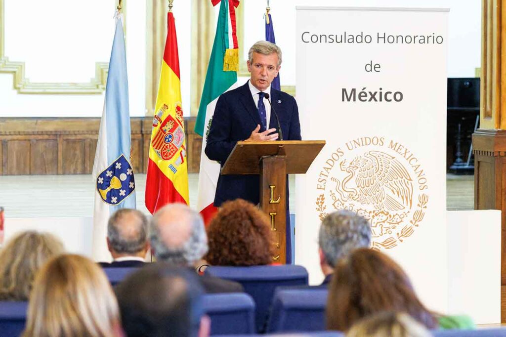 Intervención de Alfonso Rueda durante el acto de apertura del nuevo Consulado Honorario de México en Galicia.